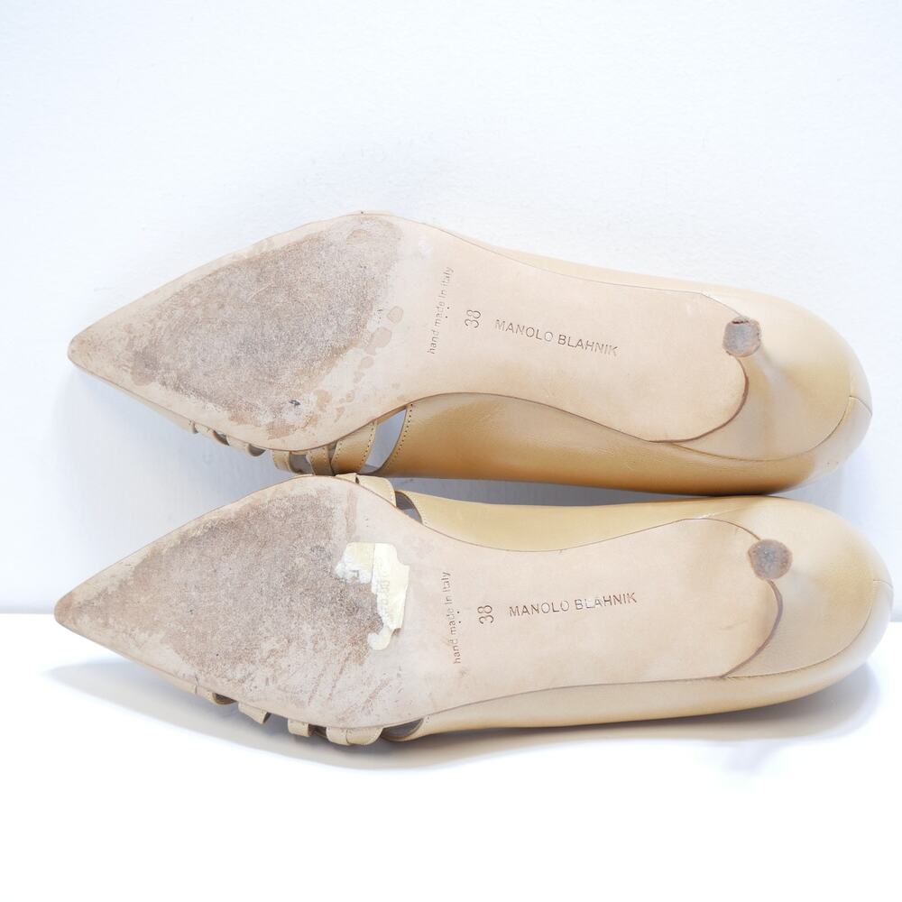 Manolo Blahnik Leather Italy Pump Heel Tan 38 7.5 - Picture 6 of 6